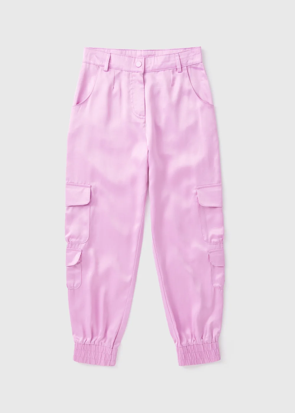 Girls Lilac Satin Cargo Trousers (7-15yrs) - 8 Yrs Image 1