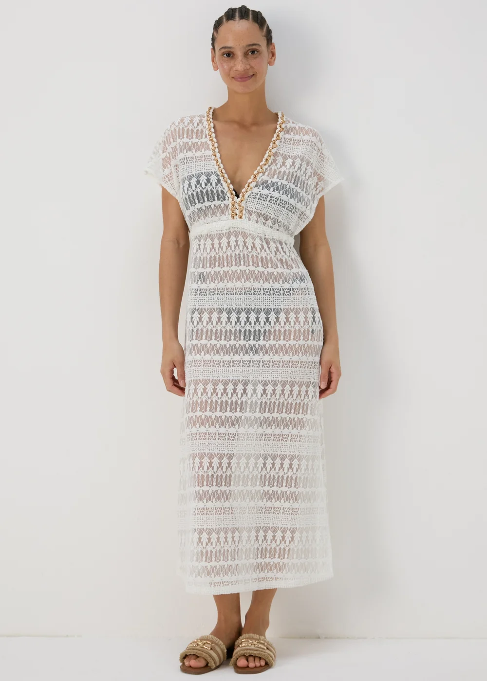Cream Crochet Kaftan - XS Image 1