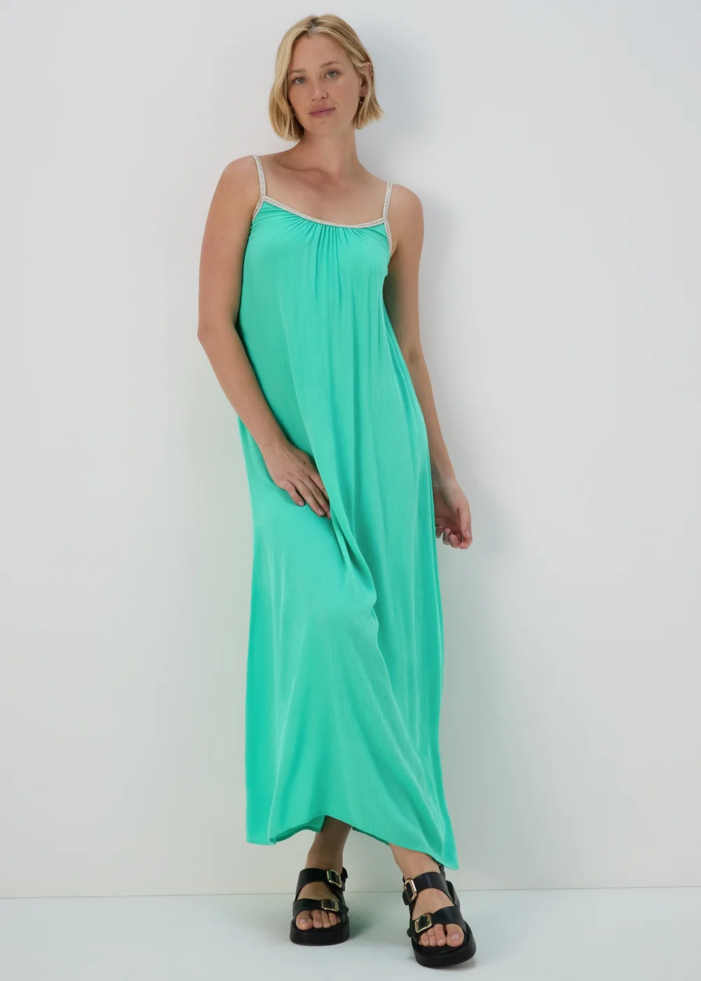 Turquoise Gold Trim Beach Dress - XS Image 1