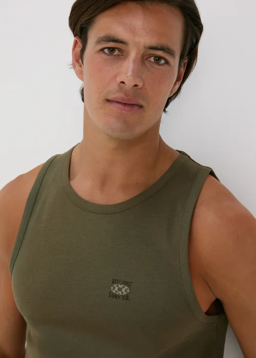 Khaki Jersey Ringer Vest - S Image 3