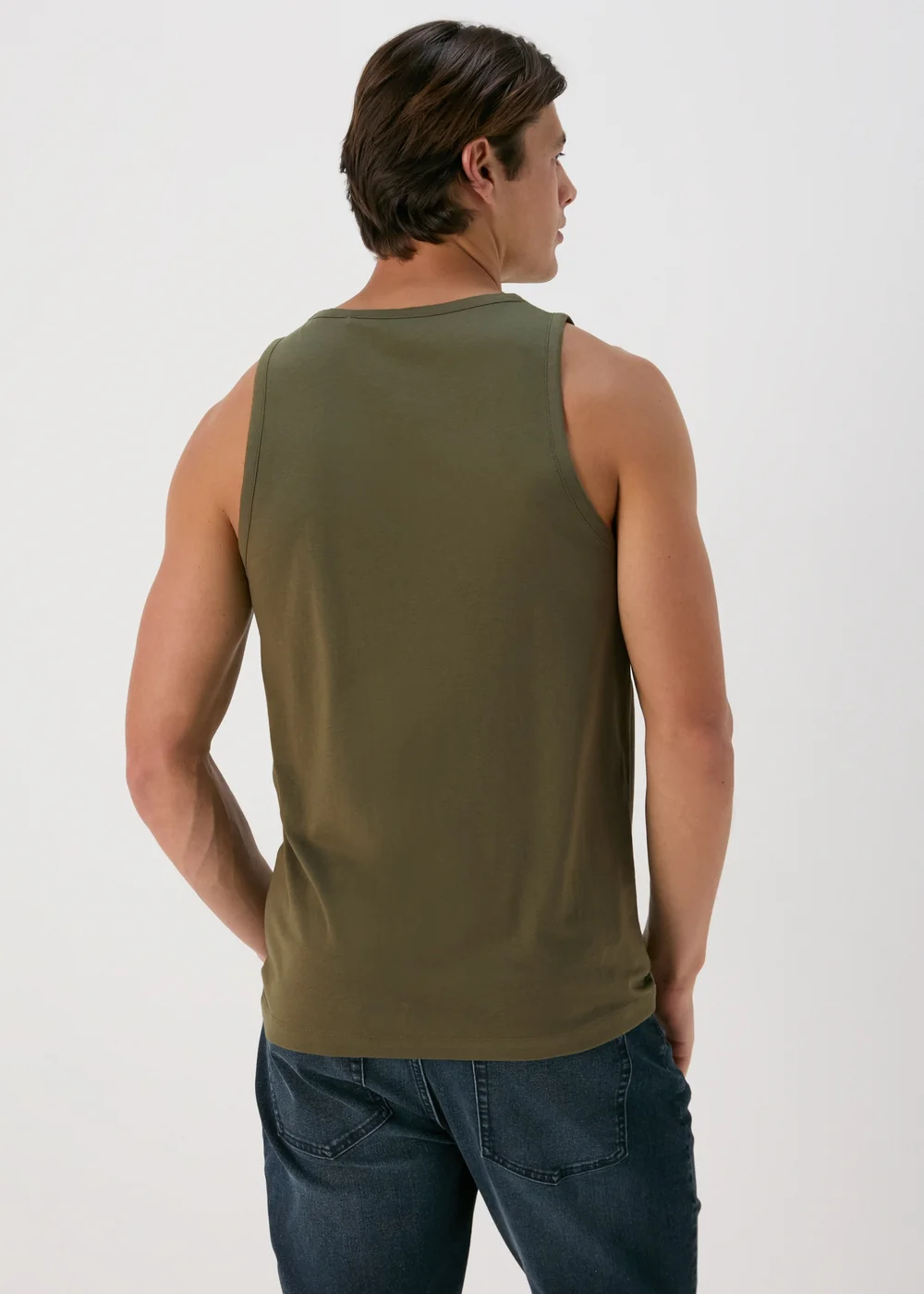 Khaki Jersey Ringer Vest - S Image 2