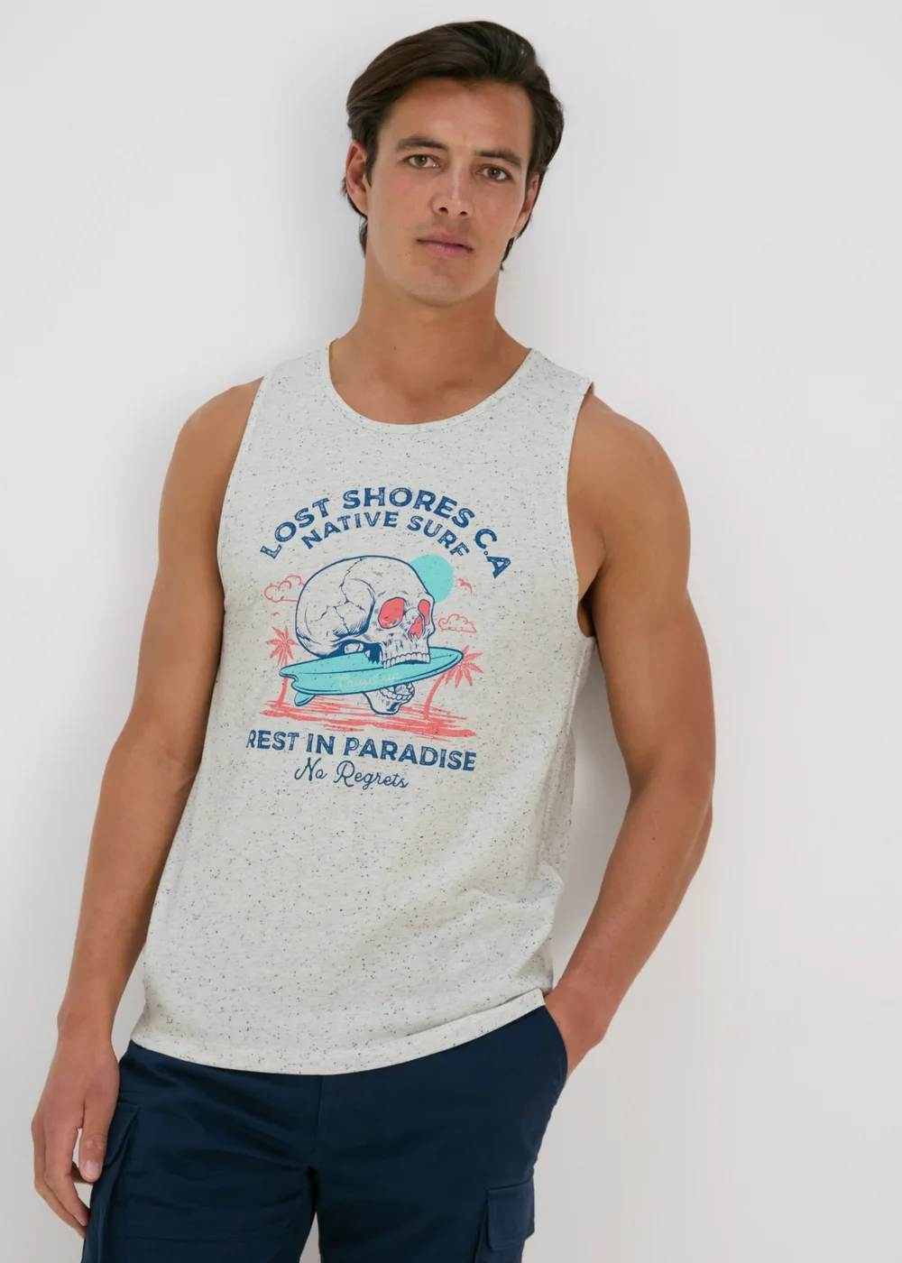 No Regrets Grey Skull Vest - Small Image 1