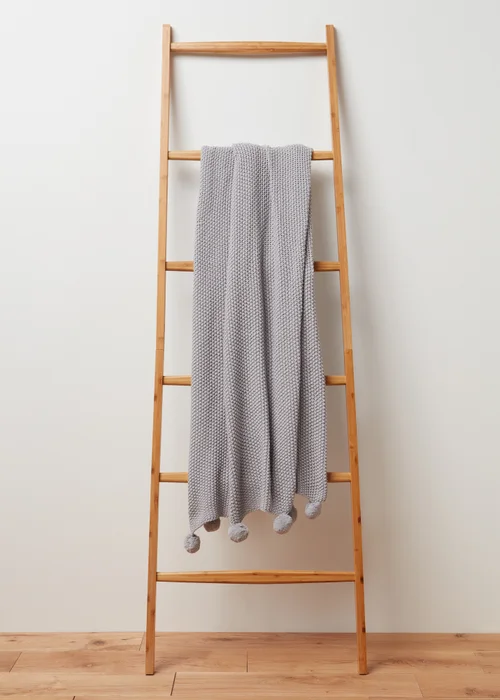 Grey Pom Edge Throw Image 1