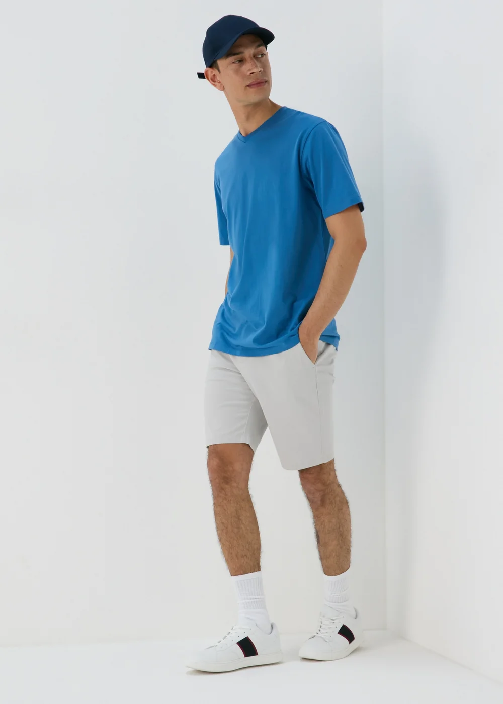 Bright Blue Essential V Neck T-Shirt - S Image 1
