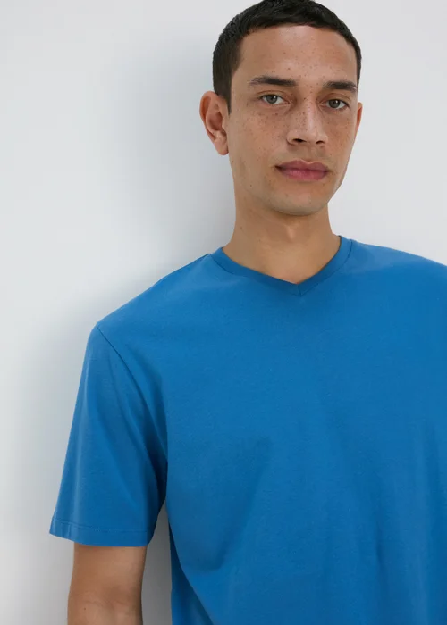 Bright Blue Essential V Neck T-Shirt - S Image 3