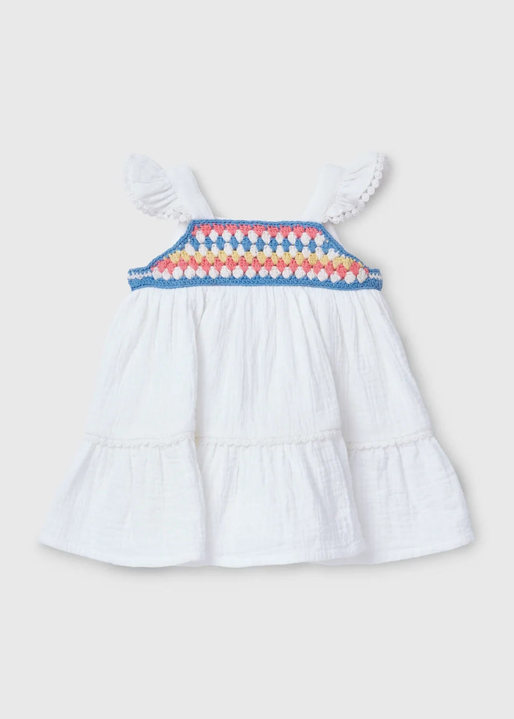 Baby White Crochet Swing Dress (Newborn-23mths) - 0-3 months Image 1