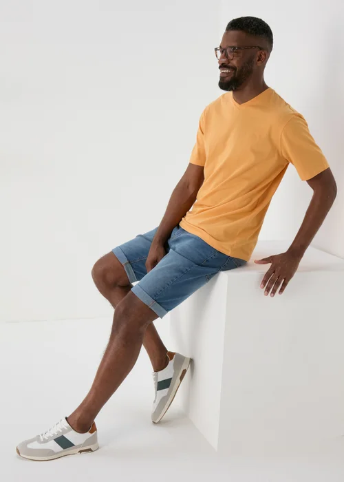 Orange V Neck T-Shirt - S Image 4