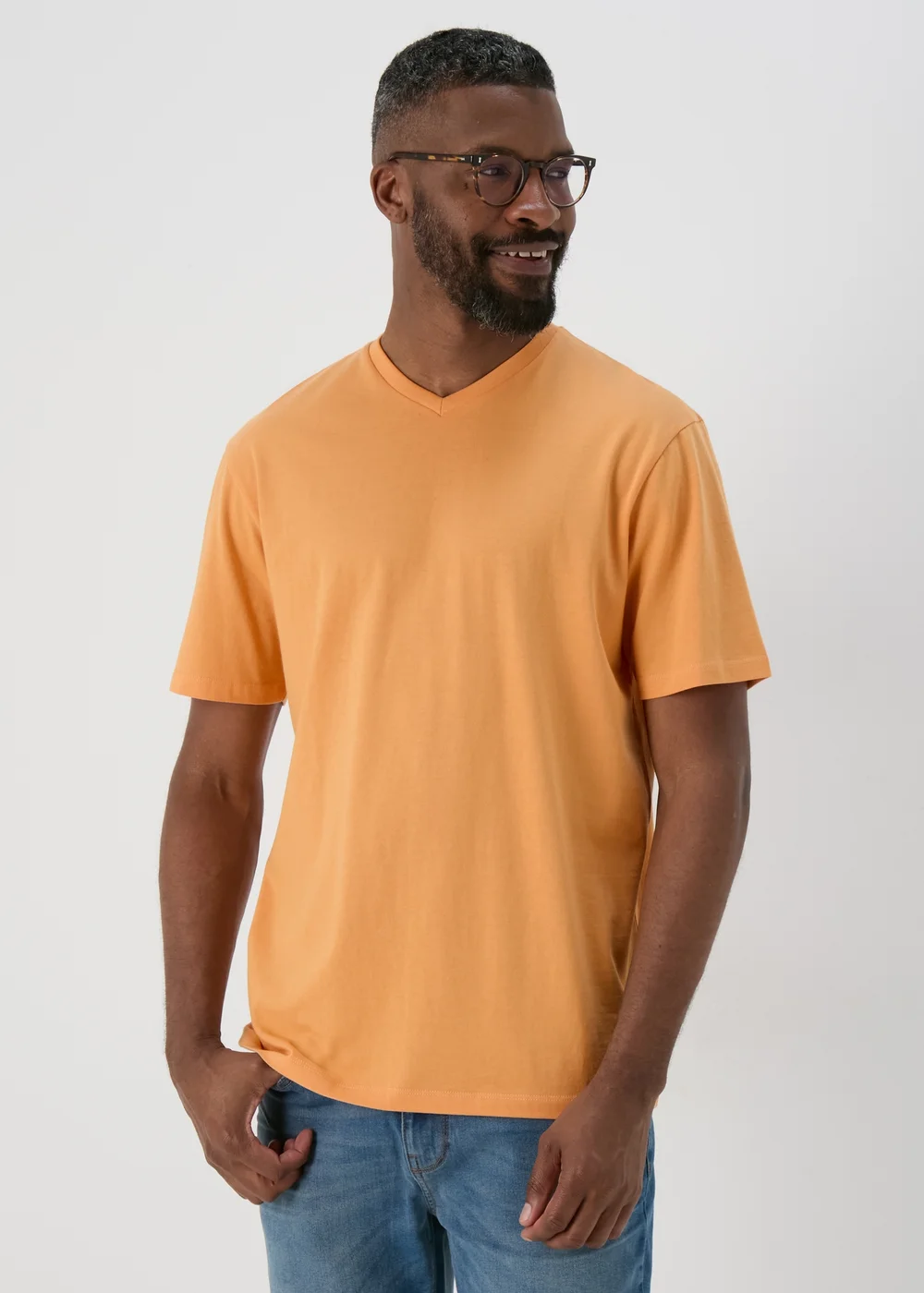 Orange V Neck T-Shirt - S Image 1