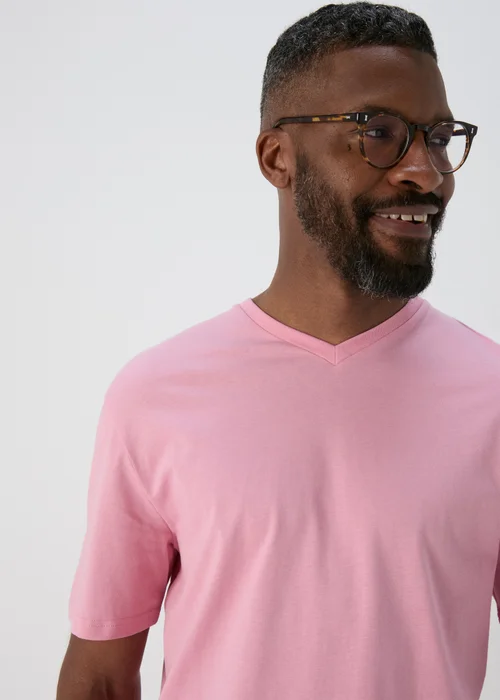 Pale Pink V Neck T-Shirt - S Image 3