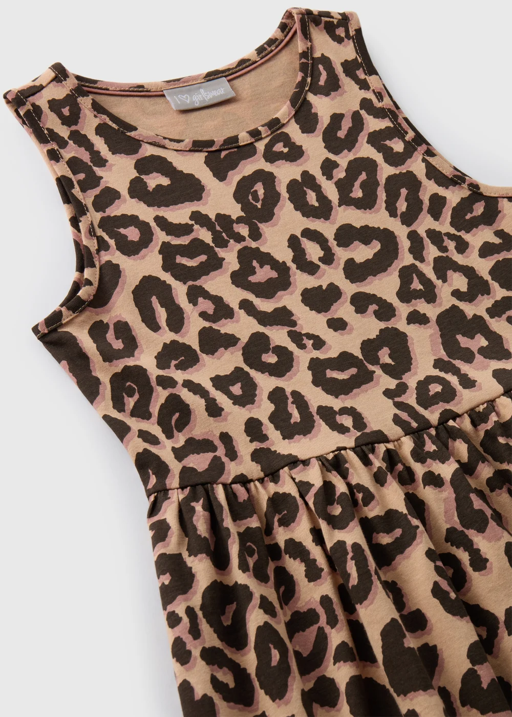 Girls Brown Leopard Print Jersey Dress (7-13yrs) - 7 Yrs Image 2
