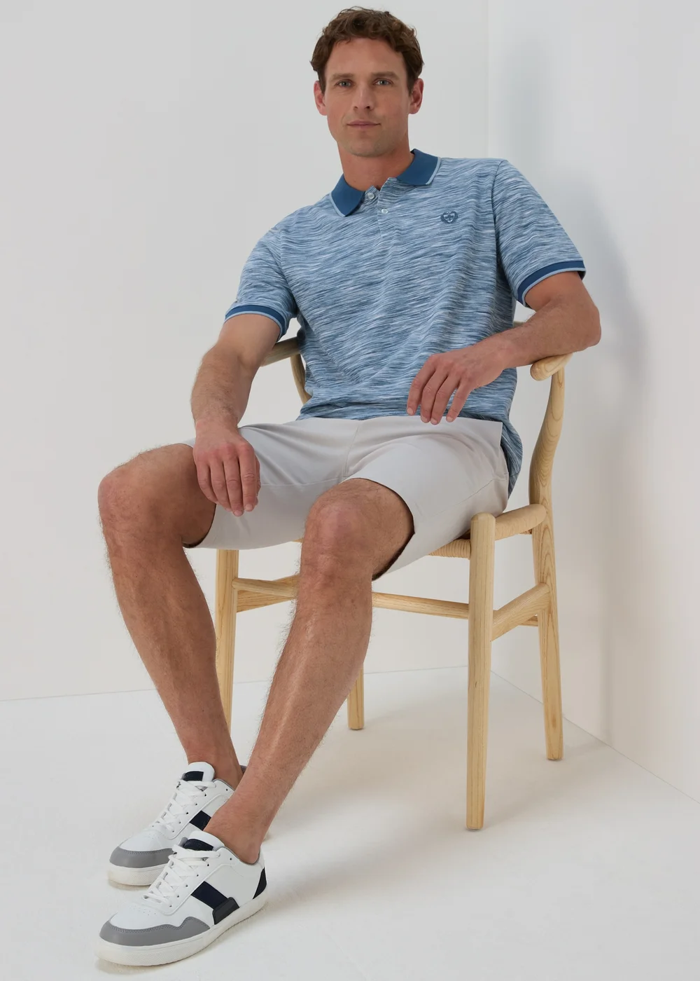 Lincoln Blue Space Dye Polo Shirt - S Image 4