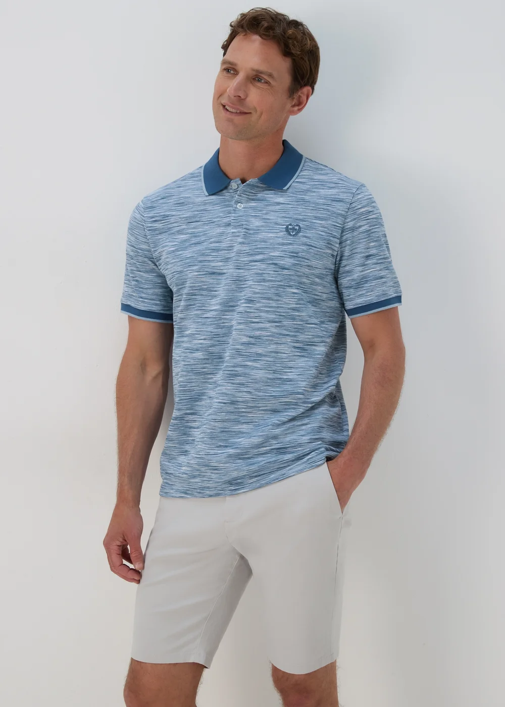 Lincoln Blue Space Dye Polo Shirt - S Image 1