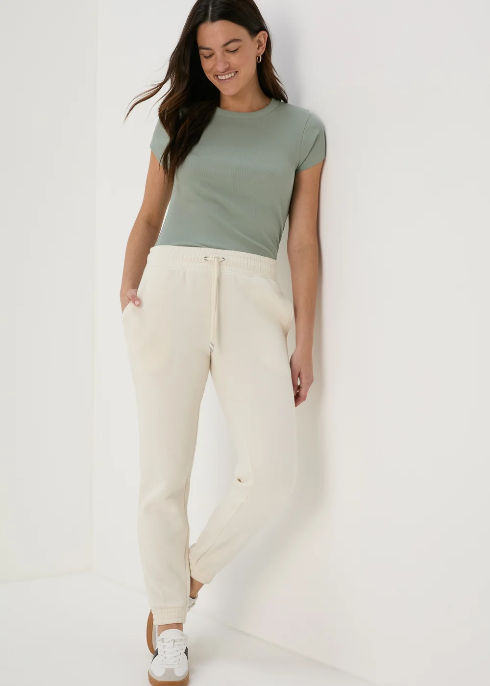 Cream Tapered Joggers - S Image 4