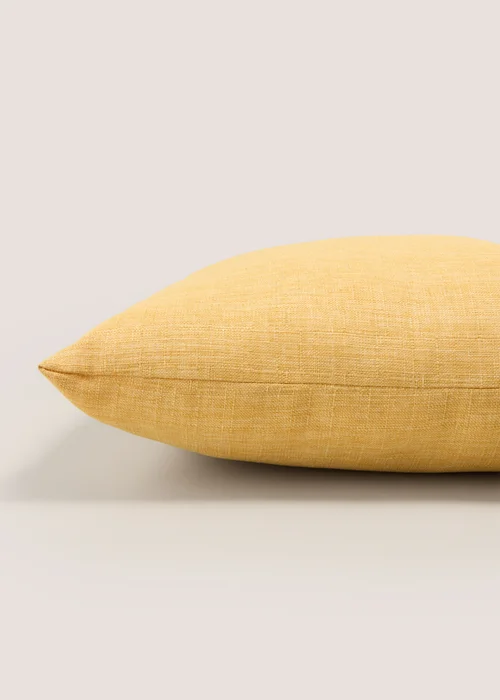 Yellow Linen-Look Cushion Image 2
