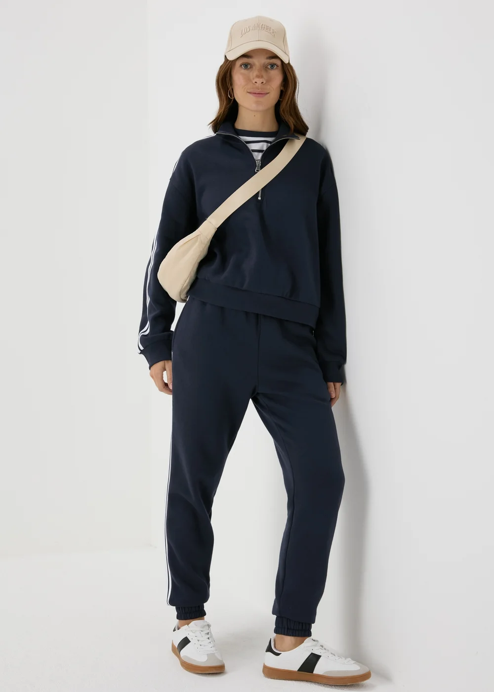 Navy Tapered Joggers - Small Image 4