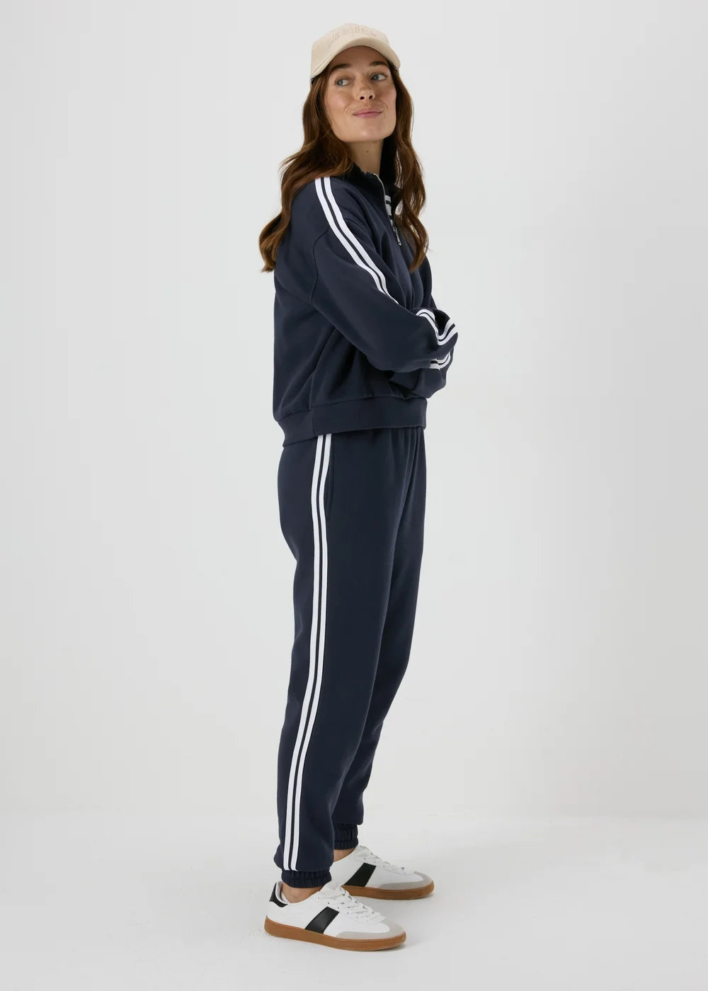 Navy Tapered Joggers - Small Image 1