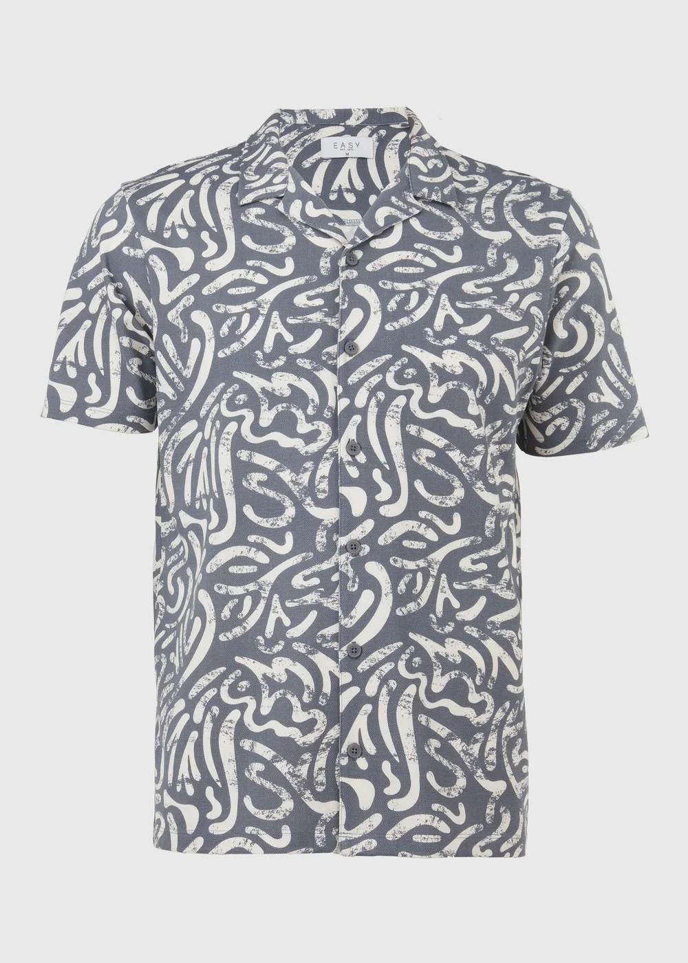Blue & White Short-Sleeved Swirl Print Shirt - S Image 5