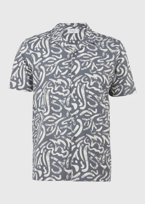 Blue & White Short-Sleeved Swirl Print Shirt - S Image 5