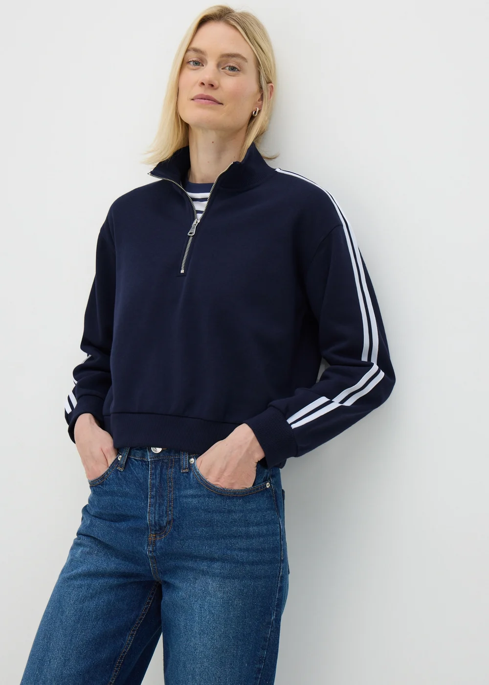 Navy Half Zip Sweatshirt - S Image 2