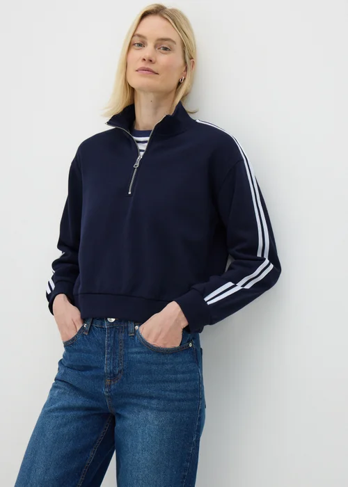 Navy Half Zip Sweatshirt - S Image 2