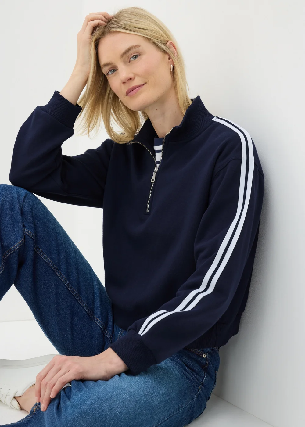 Navy Half Zip Sweatshirt - S Image 1
