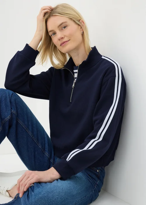 Navy Half Zip Sweatshirt - S Image 1