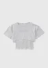 Girls Grey Marl 2 in 1 Hot Fix Top - Age 7 Years Image 1