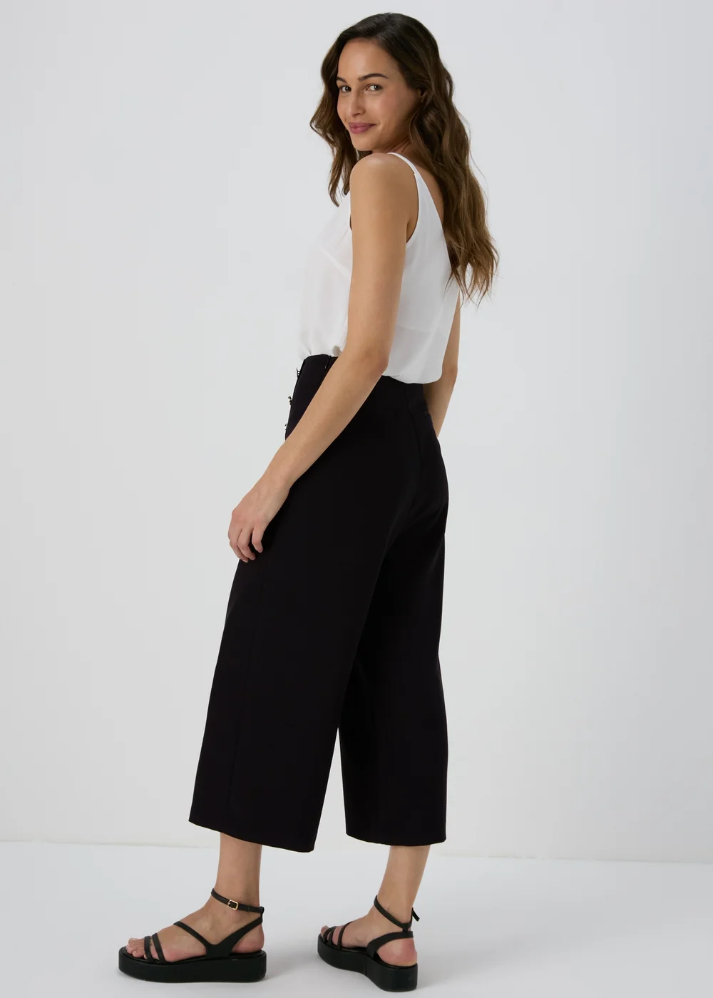 Black Button Front Trousers - 8 Image 2
