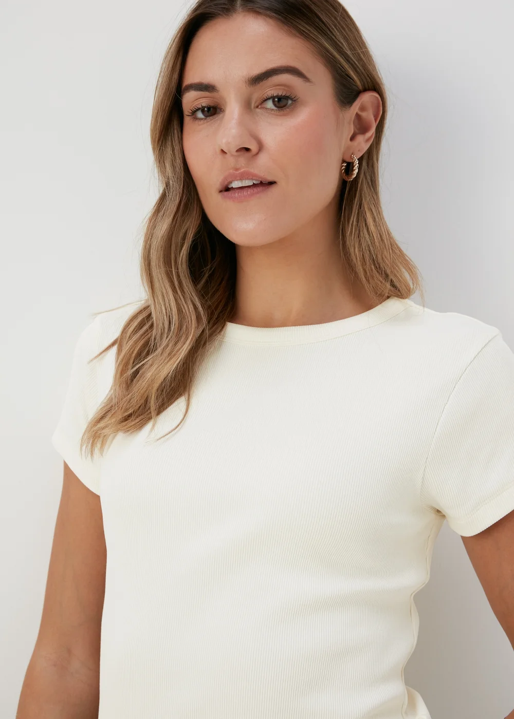 Ivory Ribbed T-Shirt - 8 Image 1