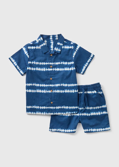 Boys Blue Tie Dye Shirt & Shorts Set (1-7yrs) - 1-1.5 Yrs Image 1