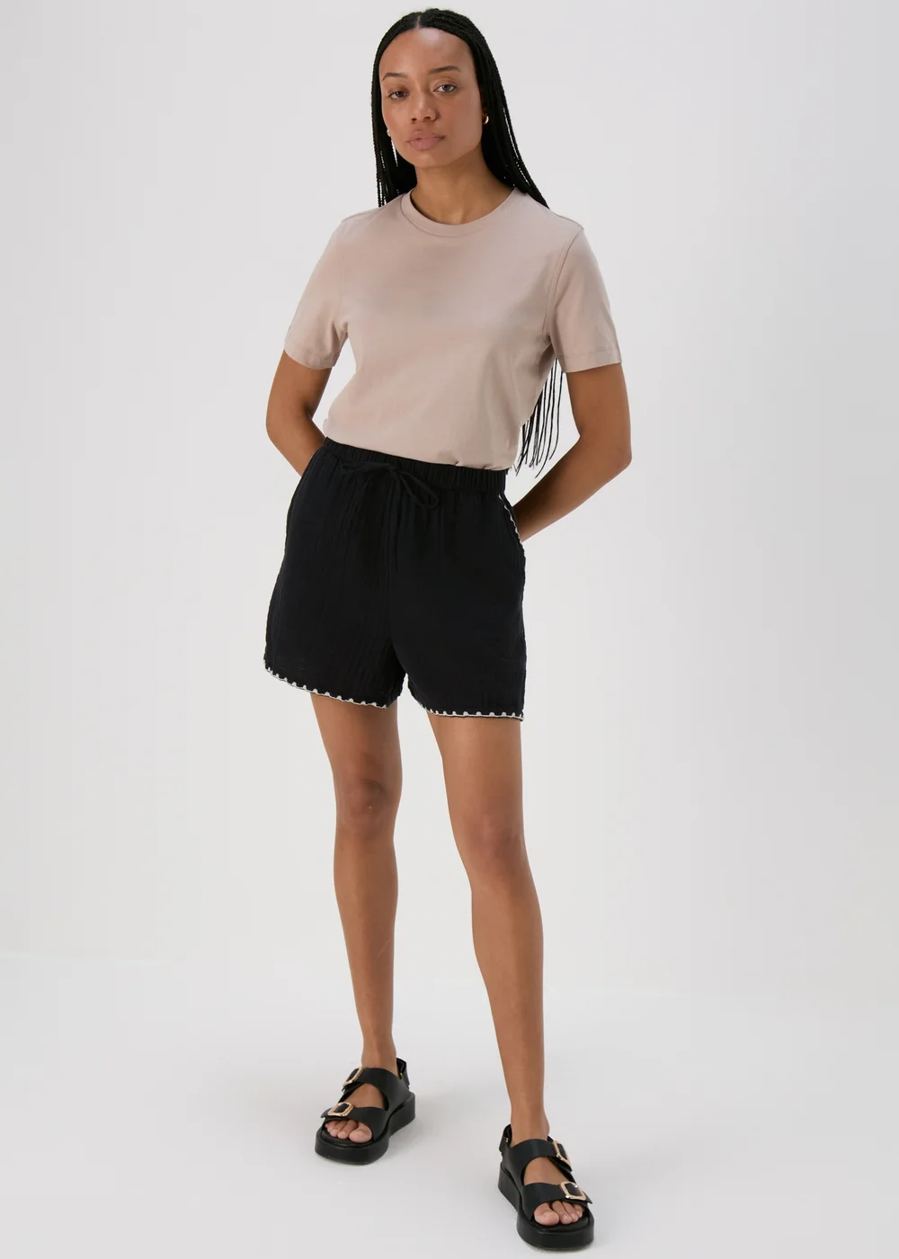 Black Co Ord Linen Shorts - 8 Image 4