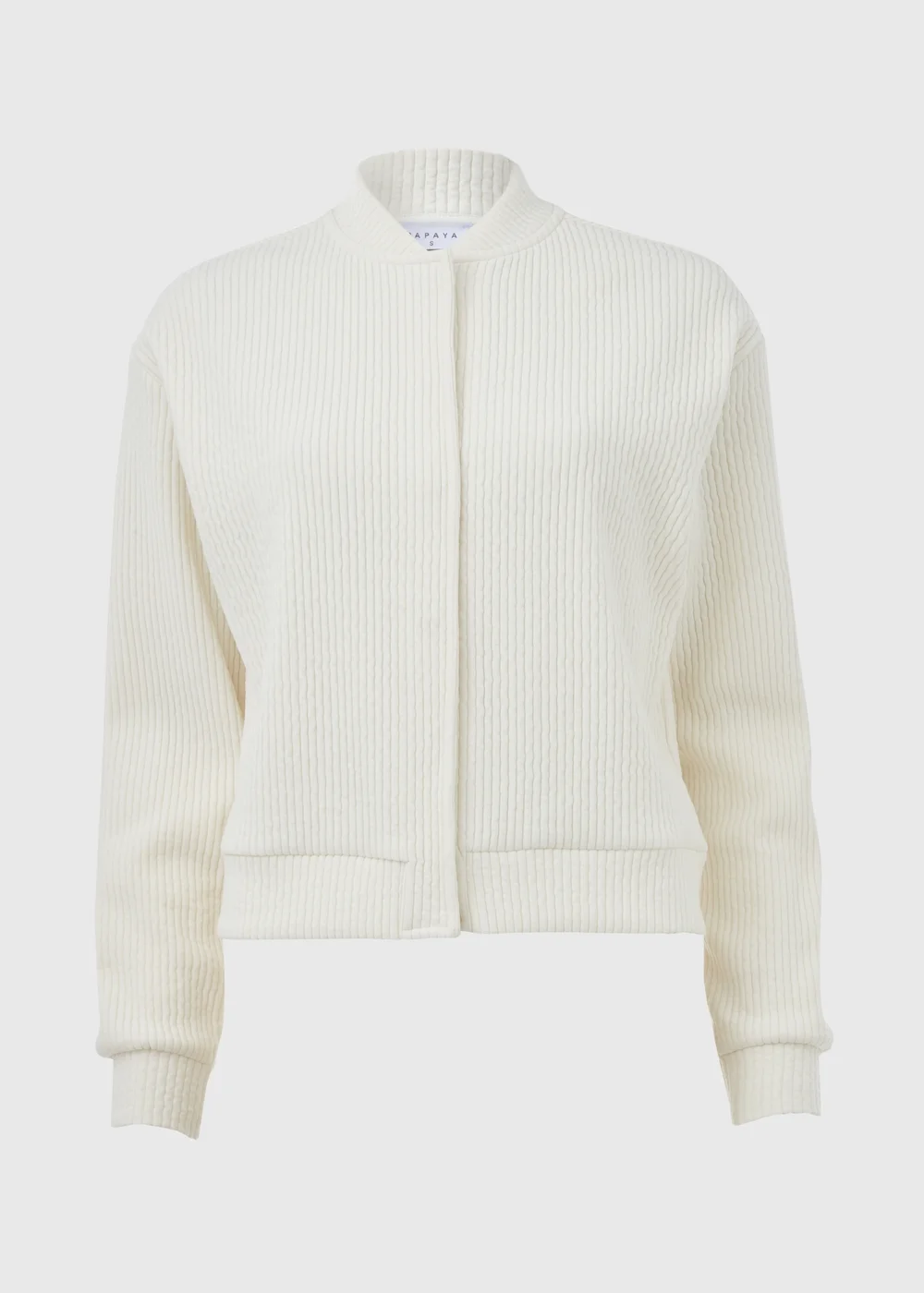 Cream Ribbed Bomber Jacket - S Image 6