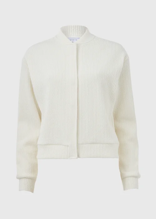 Cream Ribbed Bomber Jacket - S Image 6