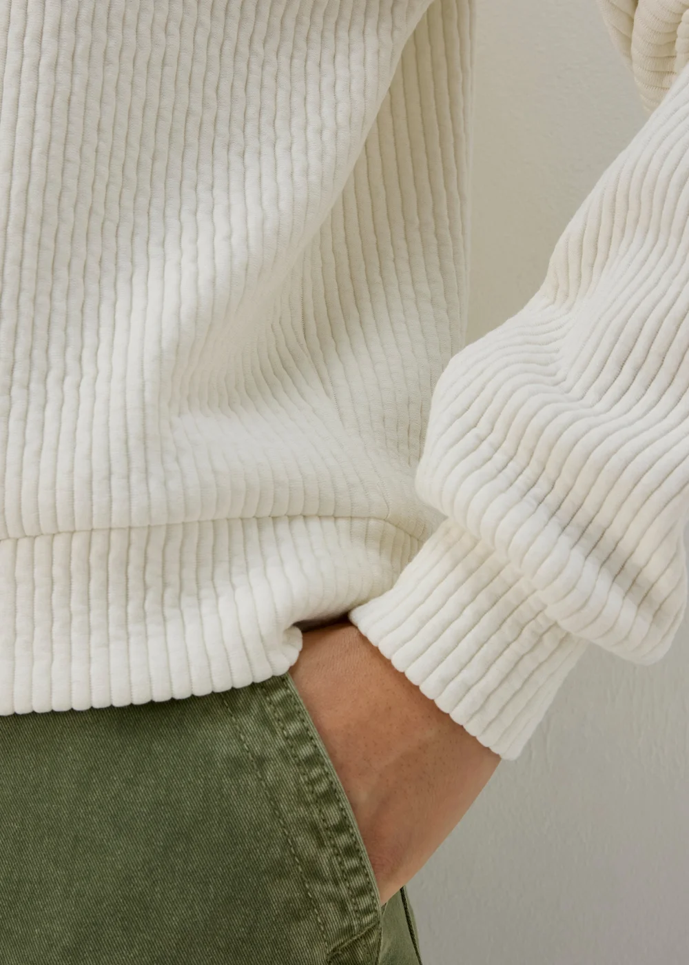 Cream Ribbed Bomber Jacket - S Image 5