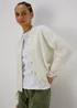 Cream Ribbed Bomber Jacket - S Image 1