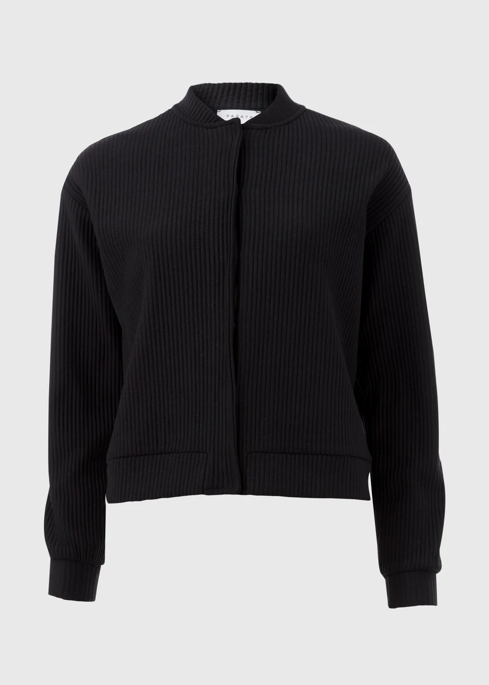 Black Ribbed Bomber Jacket - S Image 5