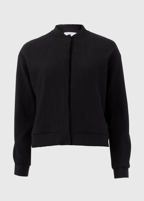 Black Ribbed Bomber Jacket - S Image 5