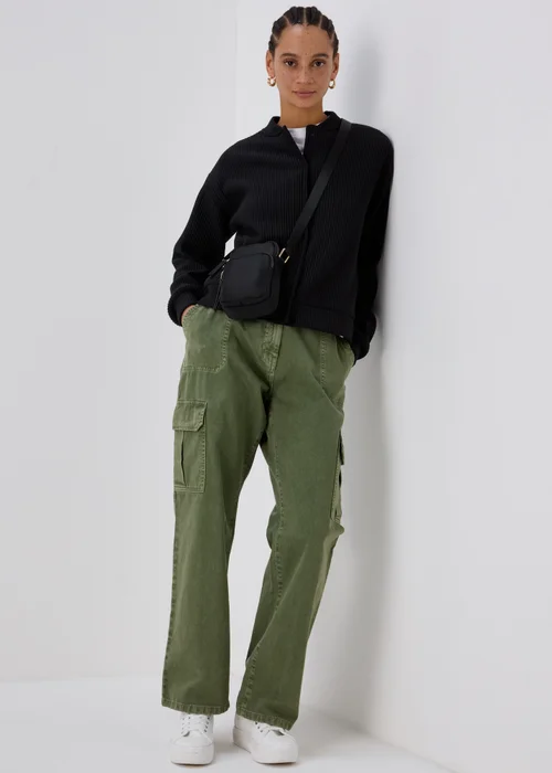 Black Ribbed Bomber Jacket - S Image 4