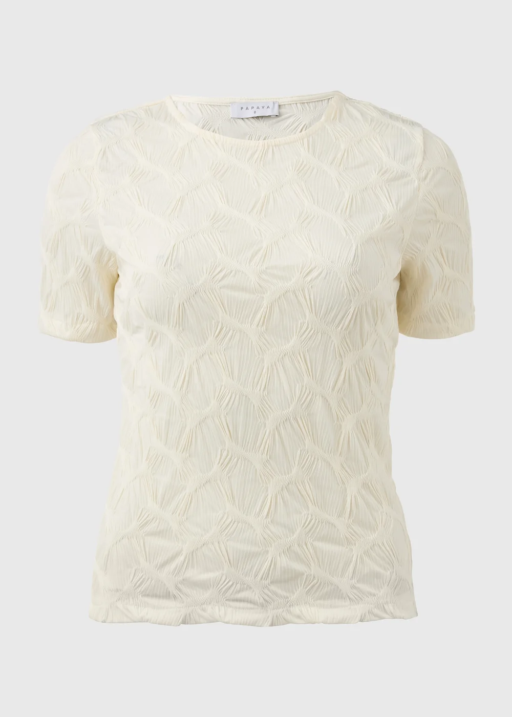 Cream Textured Short Sleeve Top - Size 8 Image 5