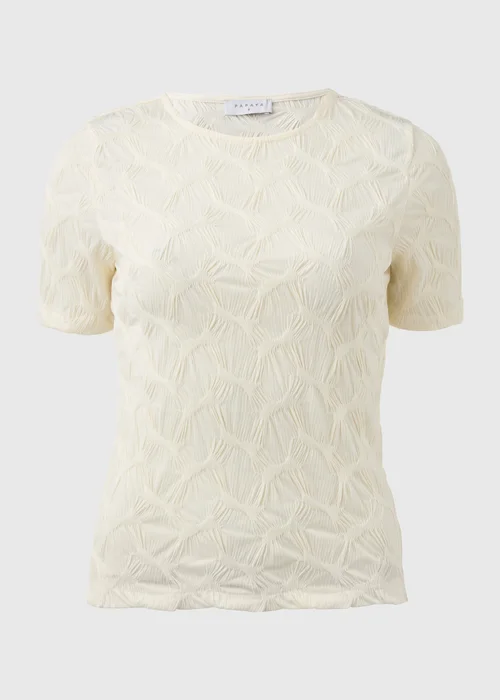 Cream Textured Short Sleeve Top - Size 8 Image 5