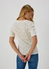 Cream Textured Short Sleeve Top - Size 8 Image 2