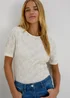 Cream Textured Short Sleeve Top - Size 8 Image 3