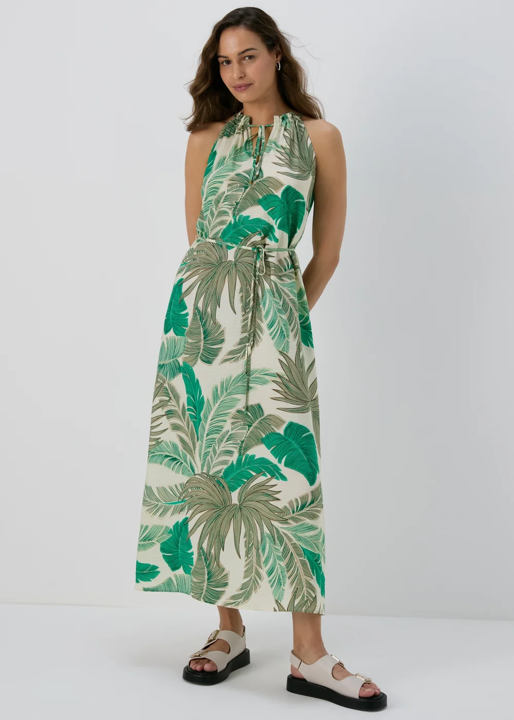 Et Vous Green Airflow Palm Maxi Sundress - 8 Image 1