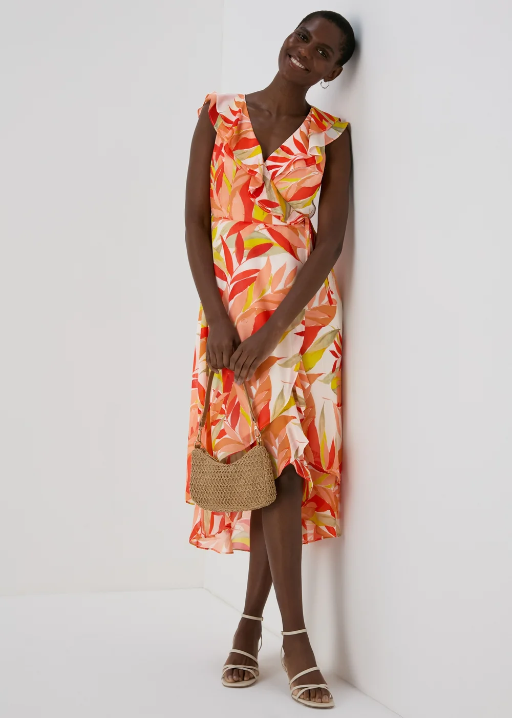 Et Vous Pink Floral Midi Chiffon Dress - 8 Image 1