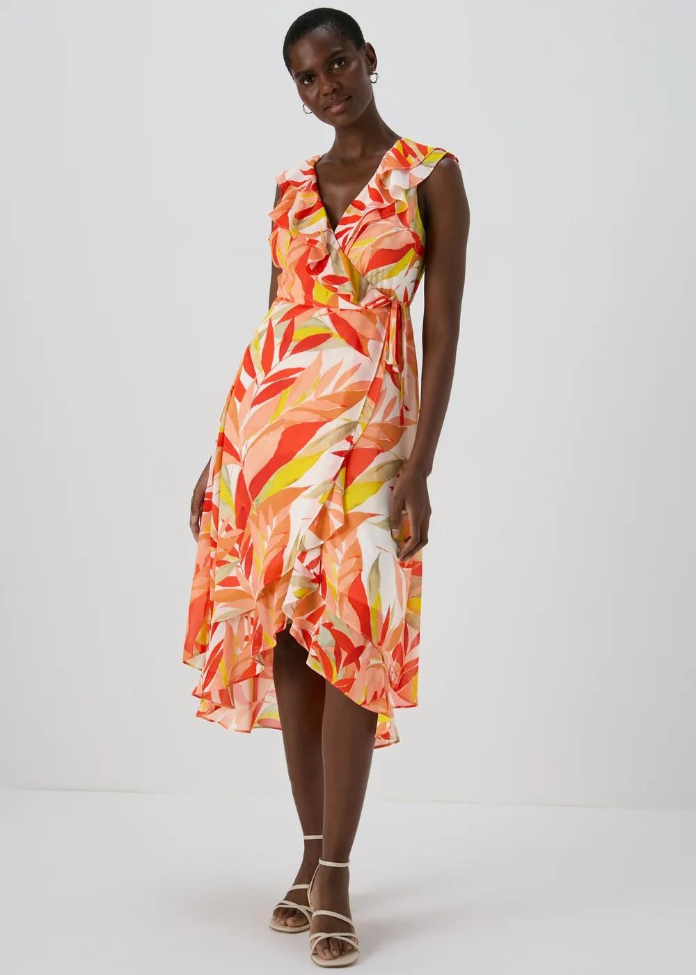 Et Vous Pink Floral Midi Chiffon Dress - 8 Image 4