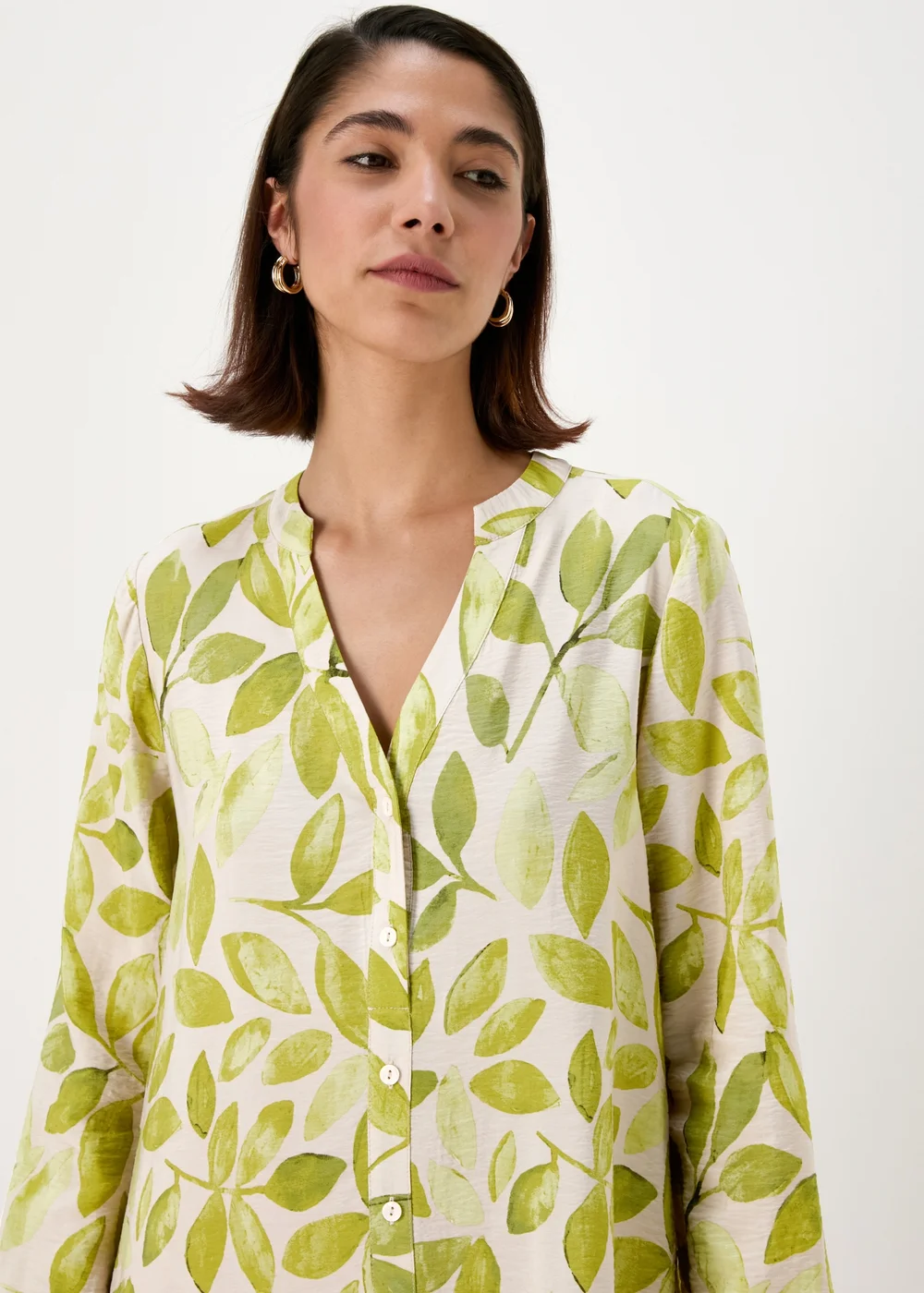 Et Vous Green Leaf Print Popover Mini Dress - 8 Image 3
