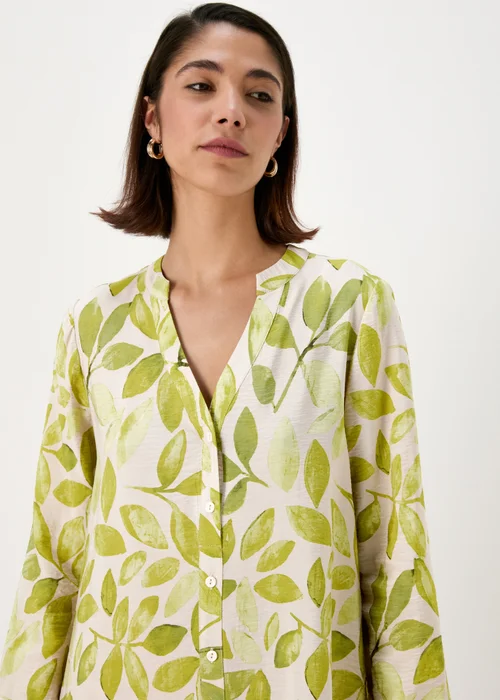 Et Vous Green Leaf Print Popover Mini Dress - 8 Image 3