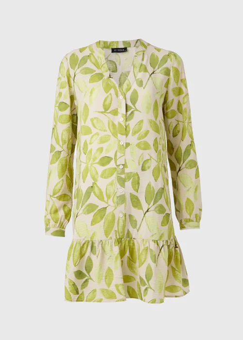 Et Vous Green Leaf Print Popover Mini Dress - 8 Image 5