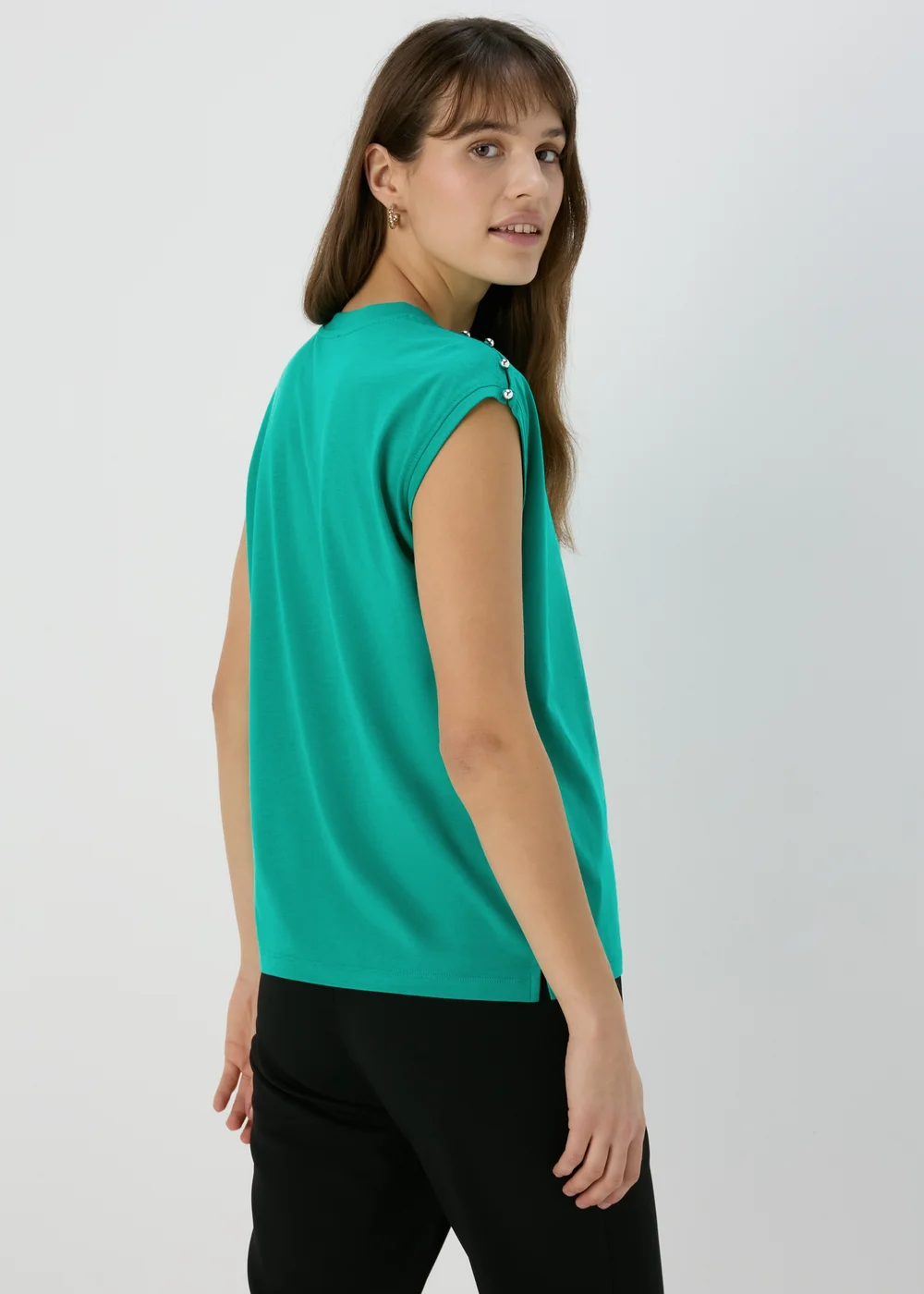 Et Vous Green Stud Detail T-Shirt - 8 Image 2