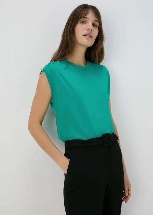 Et Vous Green Stud Detail T-Shirt - 8 Image 1